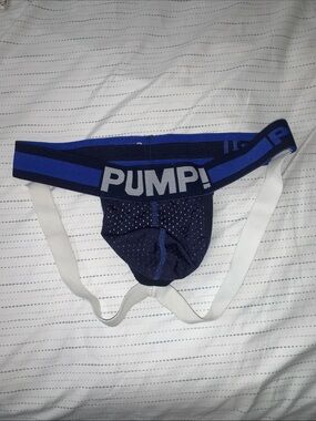 PUMP! Men's Navy Blue Support Jockstrap with White Straps